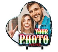 lepni.me Cadre Photo en ardoise Personnalisé pour Sublimation avec photos | Photo personnalisée sur Pierre Naturelle pour Cadeaux de Famille | Plaque en pierre avec support, Cœur 20cm x 20cm