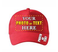 lepni.me Casquettes Unisexes personnalisées avec Texte Nom Logo Réglable Casquette Imprimée pour Adultes Chapeaux de Soleil à Fermeture à Boucle (Taille Unique Rouge Multicolore)