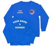 lepni.me Enfants T Shirt ÉTATS-Unis Football Maillot Votre Nom et Numéro | Insigne de Drapeau Personnalisé Américain | Coupe du Monde 2022 (3-4 Ans Royal-Blue Multicolore)