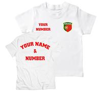 lepni.me Enfants T-Shirt Personnalisé Maillot de Football Portugal | Nom et Numéro | Drapeau Portugais Insigne | Championnat d'europe de Football 2024 (1-2 Ans Blanc Multicolore)