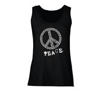 lepni.me Femme Débardeur sans Manche Festival Hippie Symbole de la Paix des années 70, Signe de la liberté (L Noir Multicolore)