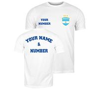lepni.me Homme Maillot de Foot Argentine Coupe du Monde 2022 Champions Votre Nom et Numéro | Argentin Football T-Shirt Personnalisé Insigne de Drapeau (XL Blanc avec Trois étoiles Multicolore)