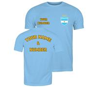 lepni.me Homme Maillot de Foot Argentine Coupe du Monde 2022 Champions Votre Nom et Numéro | Argentin Football T-Shirt Personnalisé Insigne de Drapeau (XXL Bleu Ciel Multicolore)