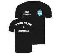 lepni.me Homme Maillot de Foot Argentine Coupe du Monde 2022 Champions Votre Nom et Numéro | Argentin Football T-Shirt Personnalisé Insigne de Drapeau (XL Noir avec 3 étoiles Multicolore)