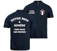 lepni.me Homme T-Shirt Personnalisé Maillot de Football France | Nom et Numéro | Insigne du Drapeau français | Championnat d'europe de Football 2024 (L Bleu Marine Multicolore)