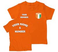 lepni.me Maillot de Football Personnalisé Enfant Côte D'Ivoire T-Shirt | Votre Nom et Numéro | Drapeau Insigne | Championnat d'europe de Football 2024 (12-13 Ans Orange Multicolore)