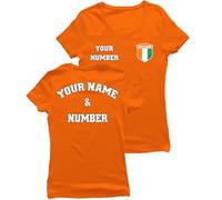 lepni.me Maillot de Football Personnalisé Femme Côte D'Ivoire T-Shirt | Votre Nom et Numéro | Drapeau Insigne | Championnat d'europe de Football 2024 (S Orange Multicolore)