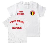 lepni.me Maillot de Football pour Enfants du Belgique avec Votre Nom et Numéro | Insigne de Drapeau Belge Personnalisé | Coupe du Monde 2022 (12-13 Ans Blanc Multicolore)