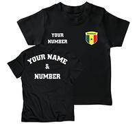 lepni.me Maillot de Football pour Enfants du Sénégal avec Votre Nom et Numéro | Insigne de Drapeau Sénégalaise Personnalisé | Coupe du Monde 2022 (12-13 Ans Noir Multicolore)