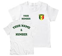 lepni.me Maillot de Football pour Enfants du Sénégal avec Votre Nom et Numéro | Insigne de Drapeau Sénégalaise Personnalisé | Coupe du Monde 2022 (7-8 Ans Blanc Multicolore)