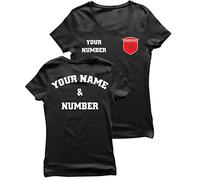 lepni.me Maillot de Football pour Femme du Maroc avec Votre Nom Numéro | Insigne de Drapeau Marocain Personnalisé | Coupe du Monde 2022 (XL Noir Multicolore)