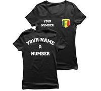 lepni.me Maillot de Football pour Femme du Sénégal avec Votre Nom Numéro | Insigne de Drapeau Sénégalaise Personnalisé | Coupe du Monde 2022 (XXL Noir Multicolore)