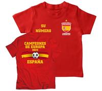 lepni.me Maillot Football Espagne pour Enfants avec Numéro Personnalisé | T-Shirt Insigne du Drapeau Espagnol | Champions du Championnat d'europe 2024 (14-15 Ans Rouge Multicolore)