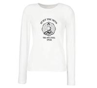 lepni.me Manches Longues Femme T-Shirt Bouddha Citations Yoga Méditation Vibrations spirituelles positives (S Blanc Multicolore)