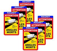 lepni.me Pack de 6 Autocollants Magnétiques Avertissement Attention Angles Morts Sticker pour Camion en France Décalcomanies Fortes avec Protection UV