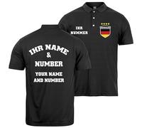 lepni.me Polo de Football Allemagne pour Homme avec Votre Nom et Numéro | Drapeau Allemand Insigne, Maillot Personnalisé | Championnat d'europe 2024 (L Noir Multicolore)
