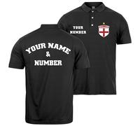 lepni.me Polo de Football Angleterre pour Homme avec Votre Nom et Numéro | Drapeau Anglais, Insigne Maillot Personnalisé | Championnat d'europe 2024 (3XL Noir Multicolore)