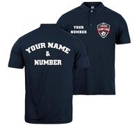 lepni.me Polo de Football avec l'emblème de Votre Club Favori Nom et Numéro pour Hommes Personnalisés Ecusson de Drapeau Saison Sportive 2024 (L Bleu Marine Multicolore)