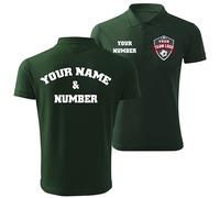 lepni.me Polo de Football avec l'emblème de Votre Club Favori Nom et Numéro pour Hommes Personnalisés Ecusson de Drapeau Saison Sportive 2024 (S Vert Foncé Multicolore)