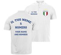 lepni.me Polo de Football Italien pour Homme avec Votre Nom et Numéro | Drapeau Italien Insigne Maillot Personnalisé | Championnat d'europe 2024 (XXL Blanc Multicolore)