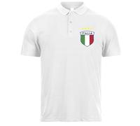 lepni.me Polo de Football Italien pour Homme avec Votre Nom et Numéro | Drapeau Italien Insigne Maillot Personnalisé | Championnat d'europe 2024 (S Blanc sans Impression)