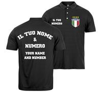 lepni.me Polo de Football Italien pour Homme avec Votre Nom et Numéro | Drapeau Italien Insigne Maillot Personnalisé | Championnat d'europe 2024 (XL Noir Multicolore)