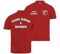 lepni.me Polo de Football Portugal pour Homme avec Votre Nom et Numéro| Drapeau Portugais Insigne Maillot Personnalisé | Championnat d'europe 2024 (L Rouge Multicolore)
