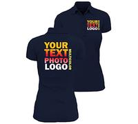 lepni.me Polo Femme Manche Courte Coupe Féminine avec Logo de l'entreprise Personnalisé Devant et Derrière pour Vêtements de Travail d'affaires (XXL Navi Blue Multicolore)