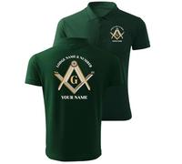 lepni.me Polos Cadeaux maçonniques personnalisés pour Hommes | Logo Fraternel et Maçonnique Équerre et Compas de la Franc-maçonnerie Symbole (M Vert Foncé Multicolore)