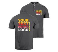 lepni.me Prime Polos pour Hommes avec Le Logo de Votre Entreprise Personnalisé Devant et Derrière Impression pour Les Affaires, Vêtements de Travail, Uniforme, Golf (M Graphite Multicolore)