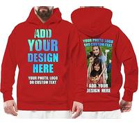 lepni.me Sweatshirt à Capuche Manches Longues Personnalisez Les Deux Faces Avant et Arrière en Imprimant Un Texte Personnalisé ou en Créant Votre Propre Image (L Rouge Multicolore)