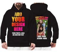 lepni.me Sweatshirt à Capuche Manches Longues Personnalisez Les Deux Faces Avant et Arrière en Imprimant Un Texte Personnalisé ou en Créant Votre Propre Image (S Noir Multicolore)