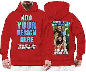 lepni.me Sweatshirt à Capuche Manches Longues Personnalisez Les Deux Faces Avant et Arrière en Imprimant Un Texte Personnalisé ou en Créant Votre Propre Image (L Rouge Multicolore)