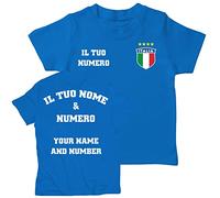 lepni.me T-Shirt de Football pour Enfants Italie | Votre Nom et Numéro | Championnat d'europe de Football ou Coupe du Monde 2022 Cadeaux (12-13 Ans Royal-Blue Multicolore)
