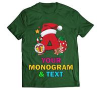 lepni.me T-Shirt de Noël Personnalisé pour Homme - Alphabet Festif avec Monogramme, Initial idéal pour Papas, Frères, Amis et Cadeaux de Fête (XXL Bouteille Vert Multicolore)