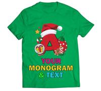 lepni.me T-Shirt de Noël Personnalisé pour Homme - Alphabet Festif avec Monogramme, Initial idéal pour Papas, Frères, Amis et Cadeaux de Fête (3XL Vert Multicolore)