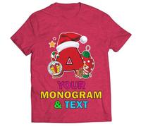 lepni.me T-Shirt de Noël Personnalisé pour Homme - Alphabet Festif avec Monogramme, Initial idéal pour Papas, Frères, Amis et Cadeaux de Fête (L Rouge Chiné Multicolore)