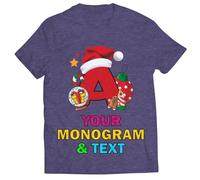 lepni.me T-Shirt de Noël Personnalisé pour Homme - Alphabet Festif avec Monogramme, Initial idéal pour Papas, Frères, Amis et Cadeaux de Fête (M Gris Chiné Multicolore)