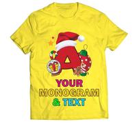 lepni.me T-Shirt de Noël Personnalisé pour Homme - Alphabet Festif avec Monogramme, Initial idéal pour Papas, Frères, Amis et Cadeaux de Fête (XXL Jaune Multicolore)