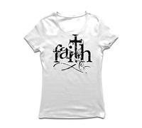 lepni.me T-Shirt Femme Foi en Dieu Jésus Christ - Croix chrétienne (M Blanc Multicolore)
