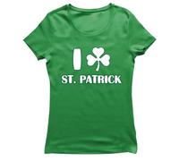 lepni.me T-Shirt Femme « J’Adore la Saint-Patrick » Chemise de fête Irlandaise, Symbole Irlandais Shamrock (S Vert Multicolore)