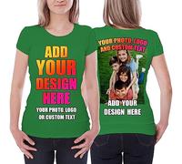 lepni.me T-Shirt Femme Personnalisez Les Deux Faces Avant et Arrière en Imprimant Un Texte Personnalisé ou en Créant Votre Propre Image (XL Vert Multicolore)