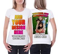 lepni.me T-Shirt Femme Personnalisez Les Deux Faces Avant et Arrière en Imprimant Un Texte Personnalisé ou en Créant Votre Propre Image (S Blanc Multicolore)