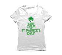 lepni.me T-Shirt Femme Restez Calme C'est la Saint-Patrick, Proverbes et Citations Irlandais (S Blanc Multicolore)