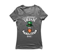 lepni.me T-Shirt Femme Tout Le Monde est Irlandais Le Jour de la Saint-Patrick, Style Leprechaun (M Graphite Multicolore)