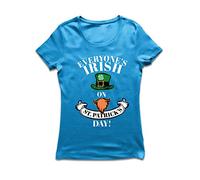 lepni.me T-Shirt Femme Tout Le Monde est Irlandais Le Jour de la Saint-Patrick, Style Leprechaun (S Bleu Multicolore)