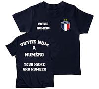 lepni.me T-Shirt Maillot de Football Personnalisé Enfant France| Nom et Numéro | Insigne du Drapeau français | Championnat d'europe de Football 2024 (9-11 Ans Bleu Marine Multicolore)