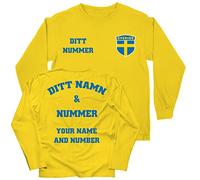 lepni.me T-Shirt Manches Longues de Football pour Enfant Suède Votre Nom et Numéro Insigne de Drapeau Suédois Personnalisé Coupe du Monde 2022 (9-11 Ans Jaune Multicolore)