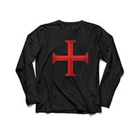 lepni.me T-Shirt Manches Longues Homme Les Chevaliers Templiers de la Croix-Rouge Pauvres compagnons d'armes du Christ (4XL Noir Multicolore)