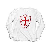 lepni.me T-Shirt Manches Longues Homme L'ordre des Chevaliers Chrétiens des Templiers Bouclier des Croisés (5XL Blanc Multicolore)